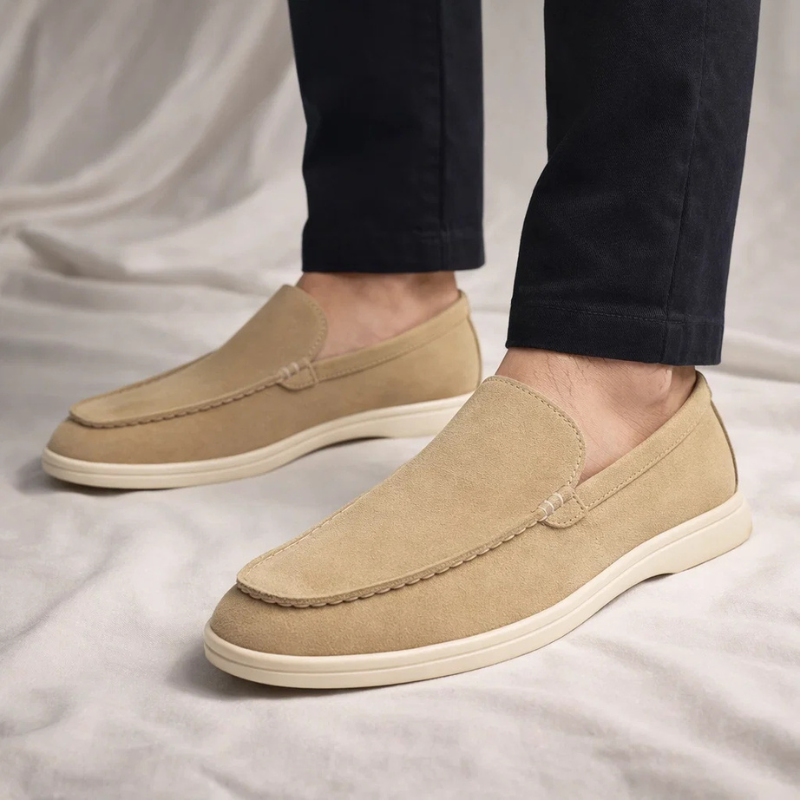 Men's Lustrous Suede Slip-On Loafers – colour option | Hensley London