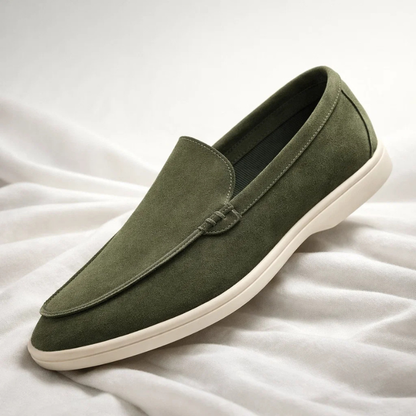 Men's Lustrous Suede Slip-On Loafers – sole detail | Hensley London