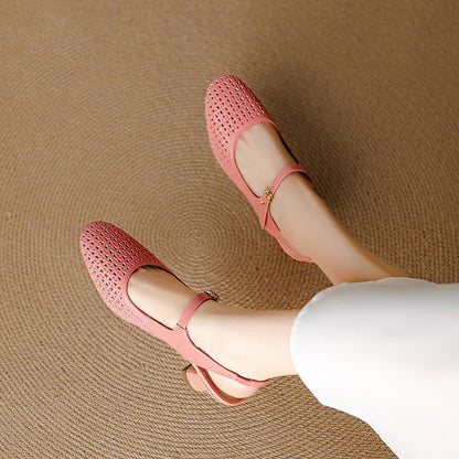 Women's Leather Slingback Block Heels – product view | Hensley London