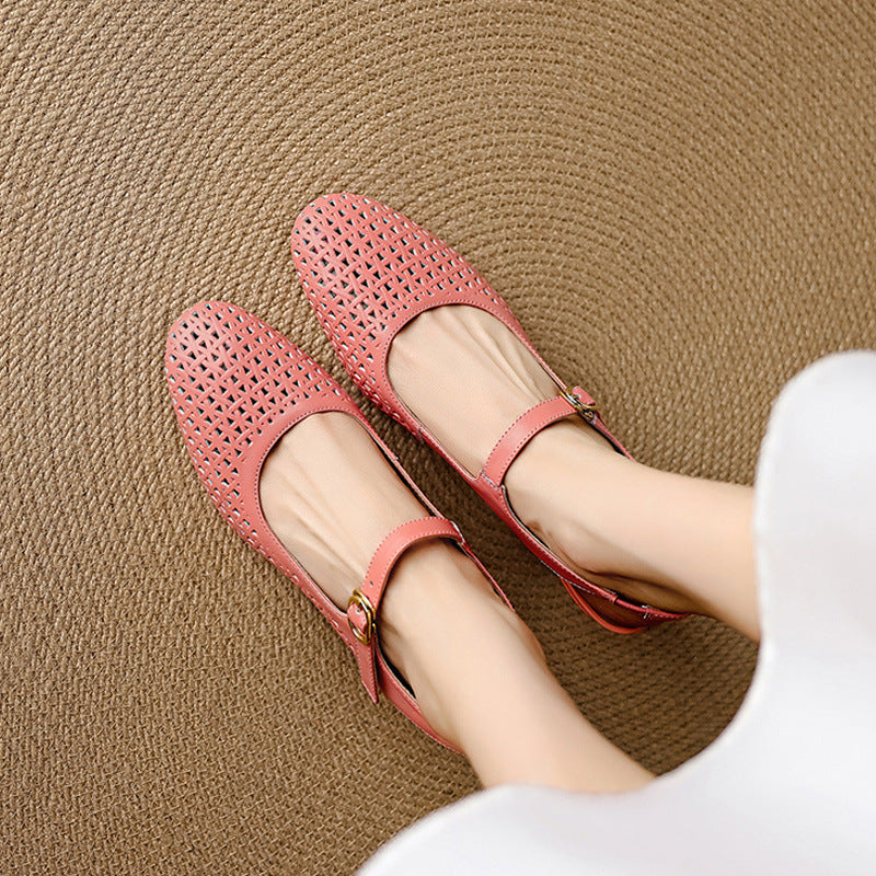 Women's Leather Slingback Block Heels – product view | Hensley London