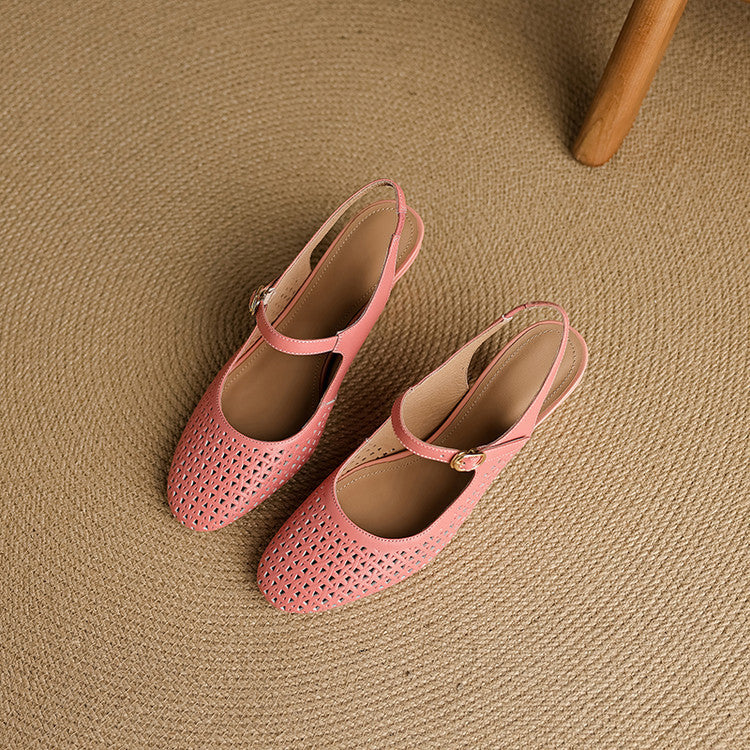 Women's Leather Slingback Block Heels – product view | Hensley London
