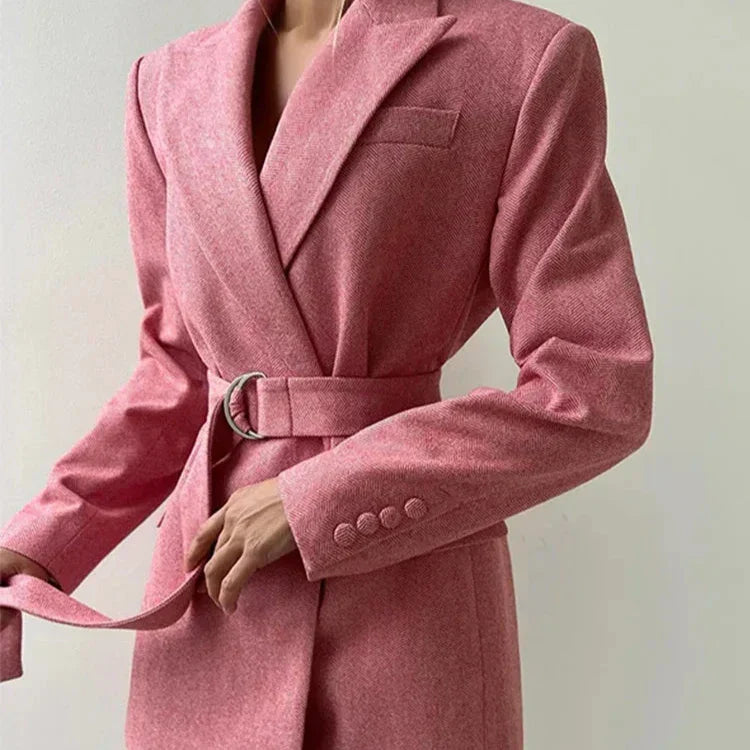 Women's Corset-Top Three-Piece Trouser Set in Pink – Product view | Hensley London