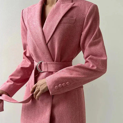 Women's Corset-Top Three-Piece Trouser Set in Pink – Product view | Hensley London