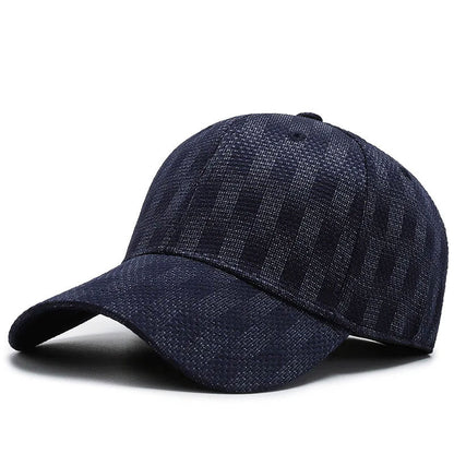 Women's Adjustable Cotton Baseball Cap in Blue – front view | Hensley London