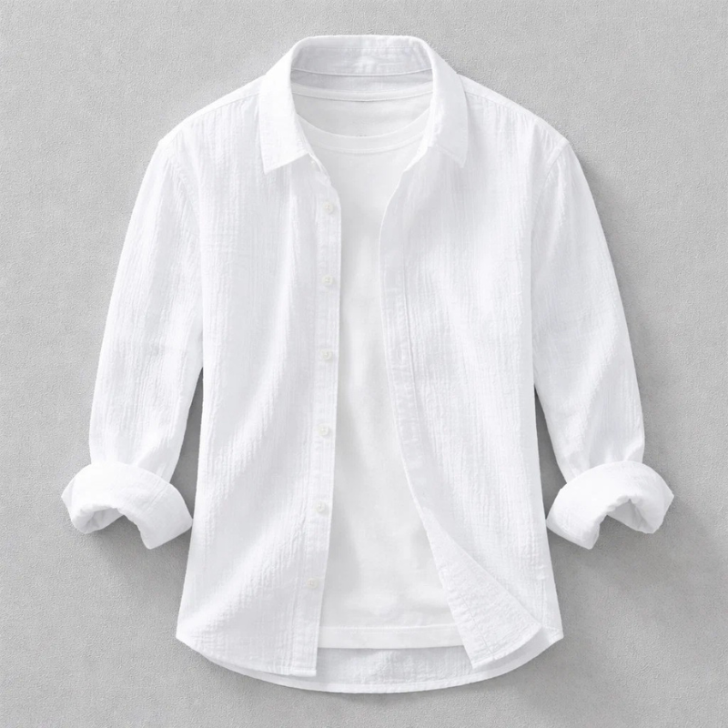 Men's Cotton Double-Gauze Lightweight Shirt – product view | Hensley London