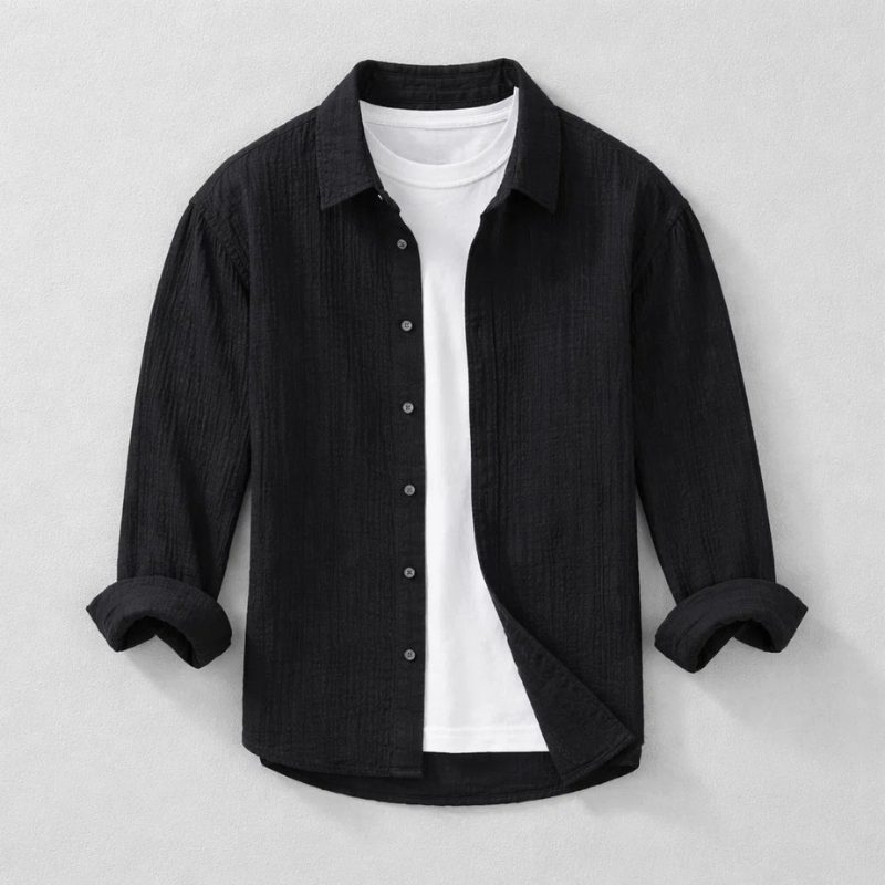 Men's Cotton Double-Gauze Lightweight Shirt – product view | Hensley London