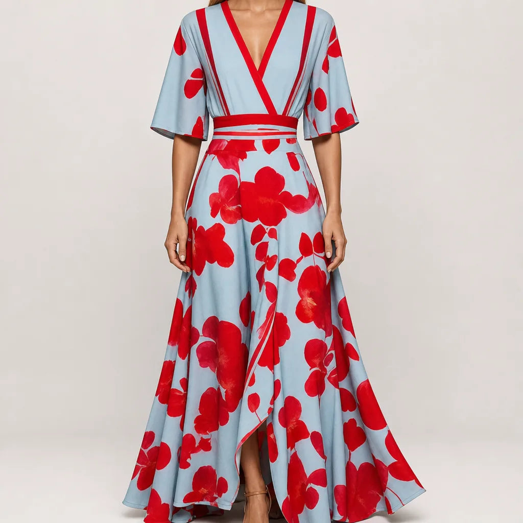 Women's Floral Wrap Maxi Dress – product view 4 | Hensley London