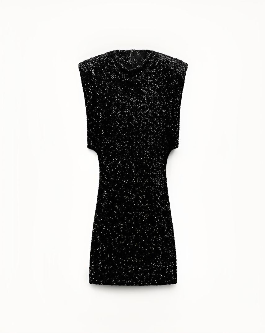Women's Cocktail Dress Black Sequin Tailored Fit - 5