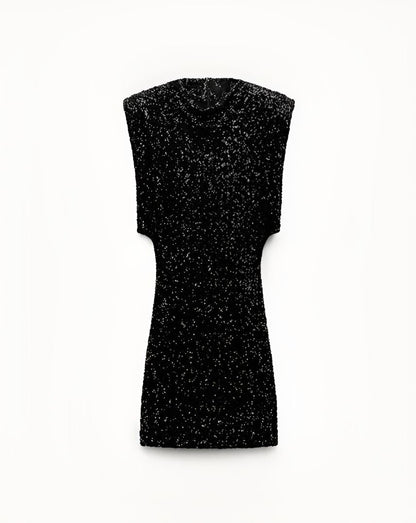 Women's Cocktail Dress Black Sequin Tailored Fit - 5