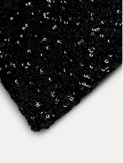 Women's Cocktail Dress Black Sequin Tailored Fit - 6