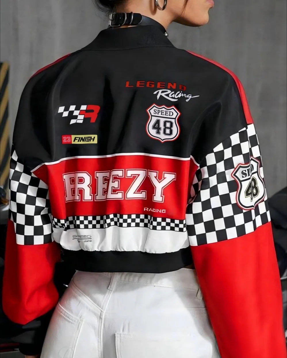 Breezy Women's Biker Jacket | Loose Fit, Lightweight Polyester, Stand Collar 3