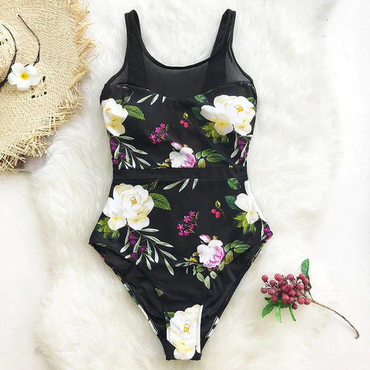 Bella Women's One Piece Swimwear | Floral Mesh Design