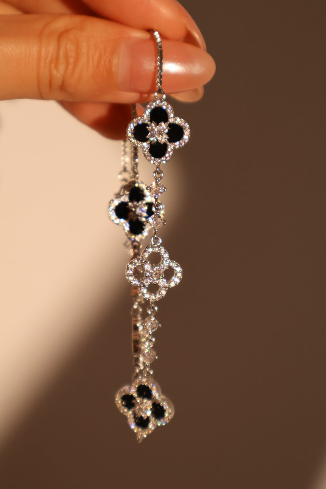 Unisex Bracelet Black Resin Silver Plated Zirconia - 1