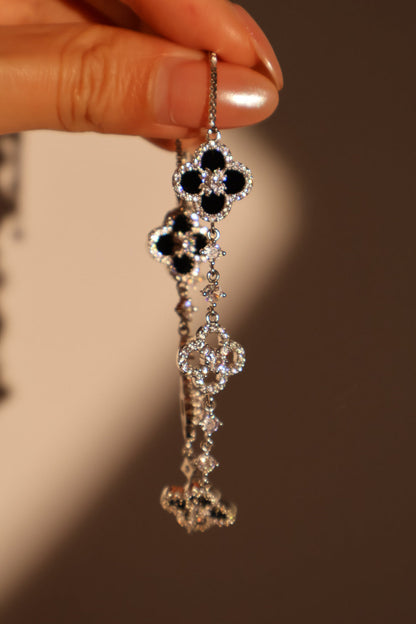 Unisex Bracelet Black Resin Silver Plated Zirconia - 4