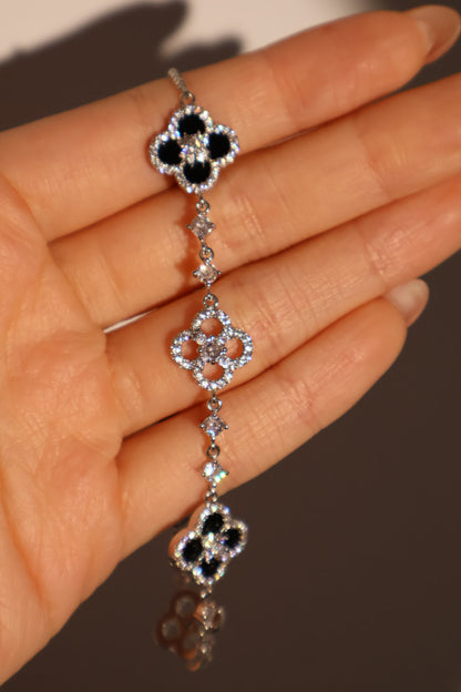 Unisex Bracelet Black Resin Silver Plated Zirconia - 5