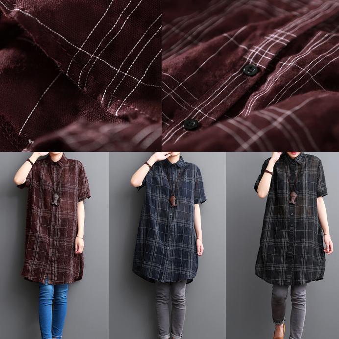 Breezy Black Grid Dress | Cotton Linen Summer Style - Image 4