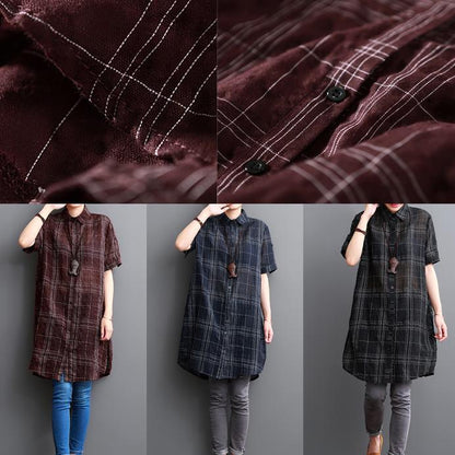Breezy Black Grid Dress | Cotton Linen Summer Style - Image 4