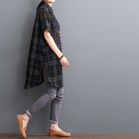 Breezy Black Grid Dress | Cotton Linen Summer Style - Image 5