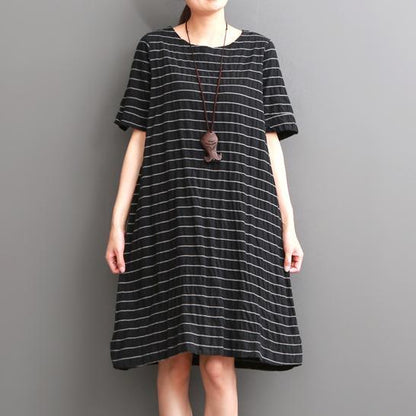 Bella Sundress | Oversized Cotton Shift Dress for Women, Black Striped Summer Style