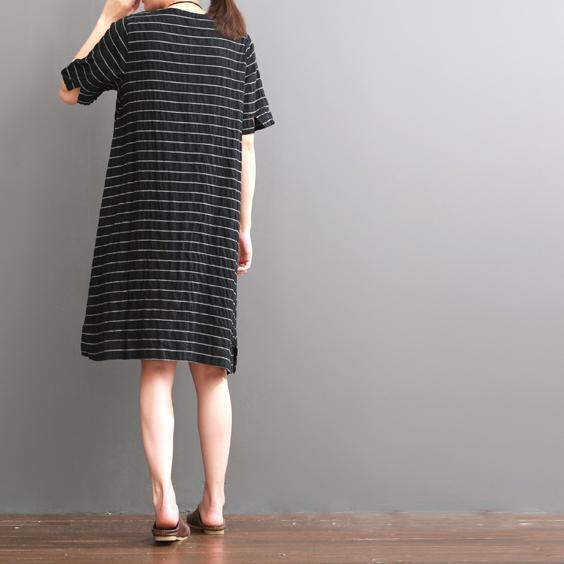 Bella Sundress | Oversized Cotton Shift Dress for Women, Black Striped Summer Style - Image 4