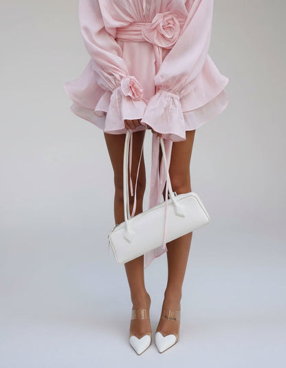 Women's Mini Dress Blush Waist-Tie Romantic Style - 3