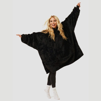 Unisex Hoodie Blanket Grey Sherpa Fleece Wearable Blanket for Cozy Comfort - 4