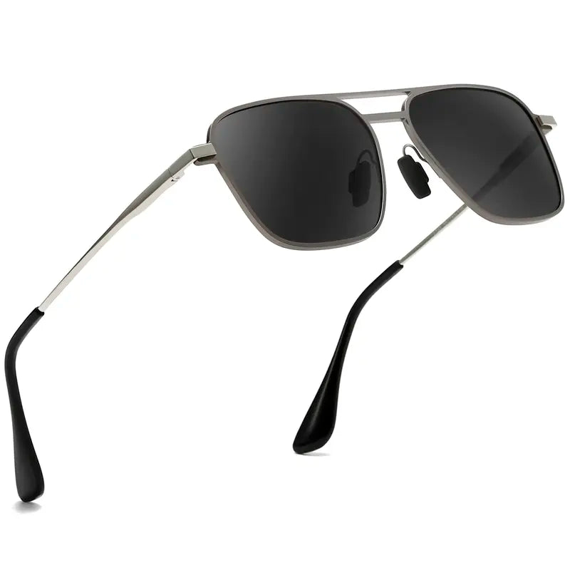 Unisex Two-Tone Aviator Sunglasses in Matte – product view | Hensley London