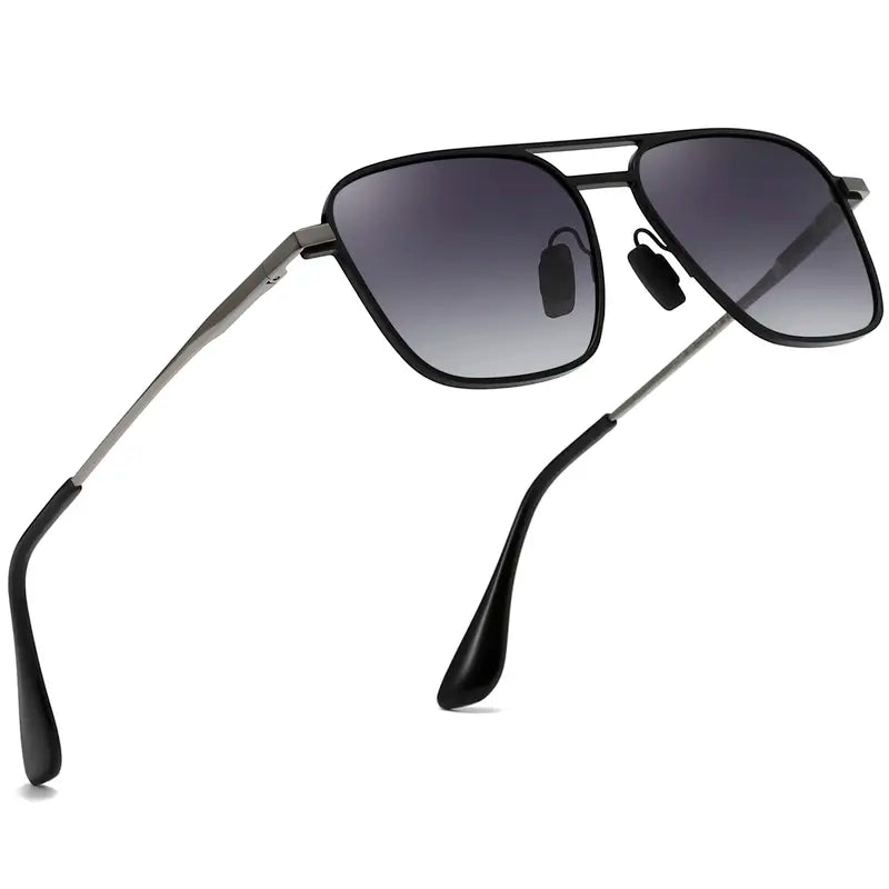 Unisex Two-Tone Aviator Sunglasses in Midnight – product view | Hensley London