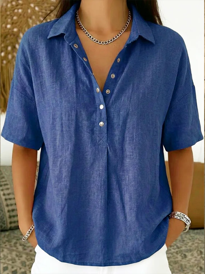 Women's Collared Button-Up Blouse