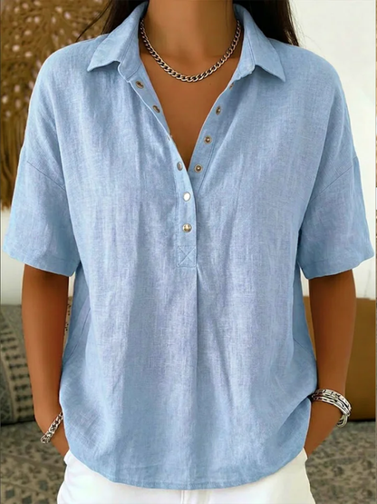 Women's Collared Button-Up Blouse