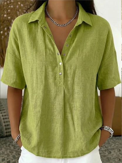 Women's Collared Button-Up Blouse