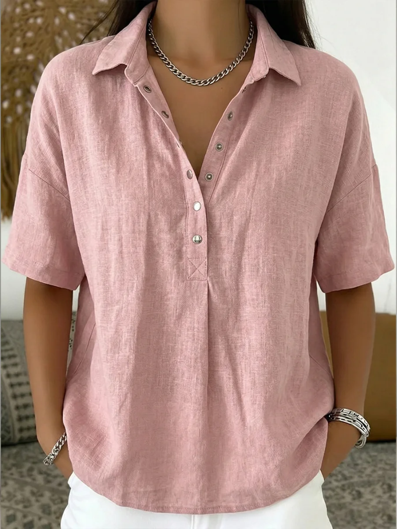 Women's Collared Button-Up Blouse