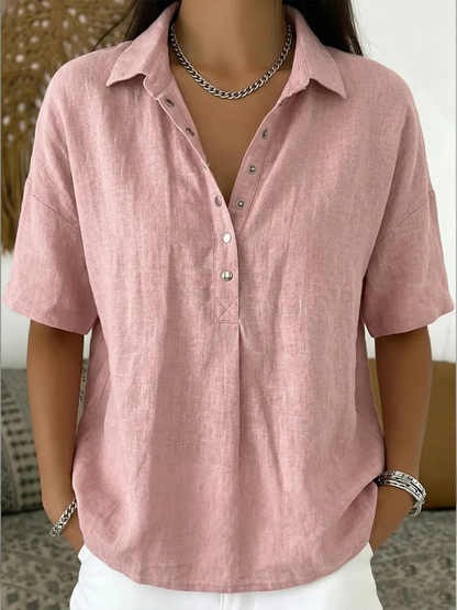 Women's Collared Button-Up Blouse