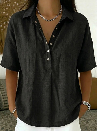 Women's Collared Button-Up Blouse