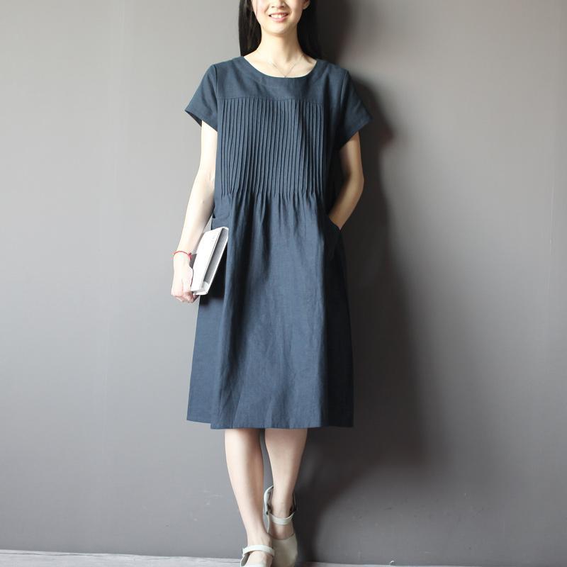 Breezy Blue Sundress | Plus Size Cotton Linen Dress for Women