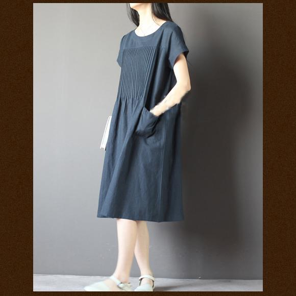 Breezy Blue Sundress | Plus Size Cotton Linen Dress for Women - Image 2