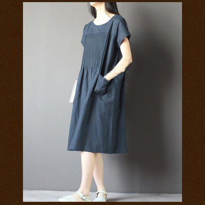Breezy Blue Sundress | Plus Size Cotton Linen Dress for Women - Image 2
