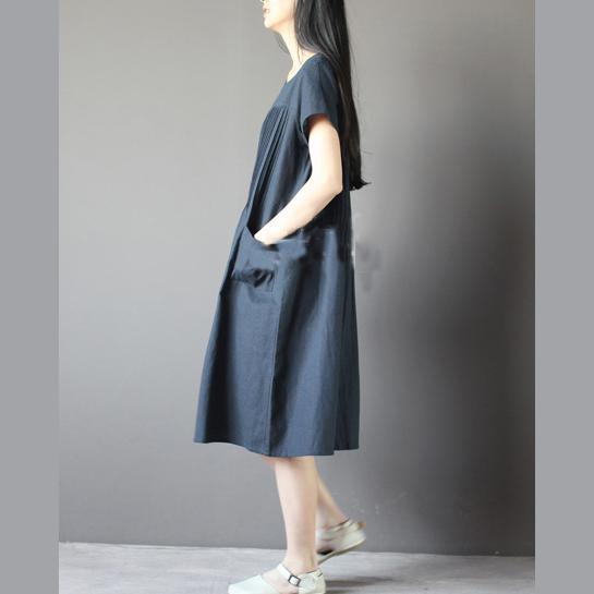 Breezy Blue Sundress | Plus Size Cotton Linen Dress for Women - Image 3