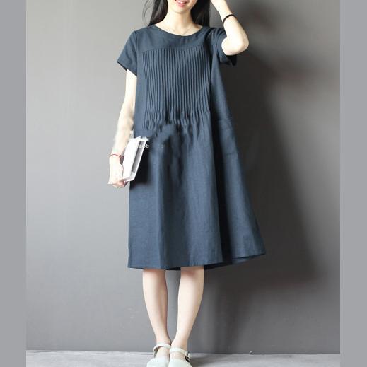 Breezy Blue Sundress | Plus Size Cotton Linen Dress for Women - Image 4