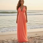 Bella Maxi Dress | Backless Halter, Flowing Fabric