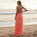 Bella Maxi Dress | Backless Halter, Flowing Fabric