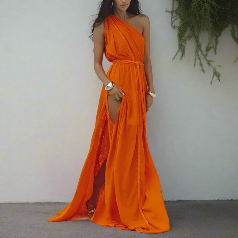 Bora Beach Cover Up Dress | One Shoulder, See-Through Boho Style - Image 2