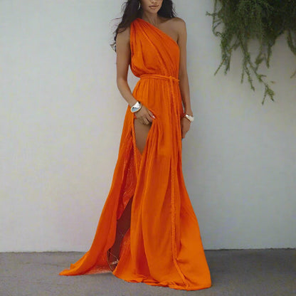 Bora Beach Cover Up Dress | One Shoulder, See-Through Boho Style - Image 2