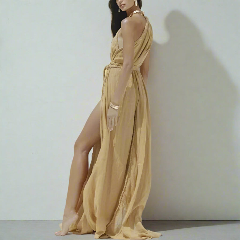Bora Beach Cover Up Dress | One Shoulder, See-Through Boho Style - Image 3