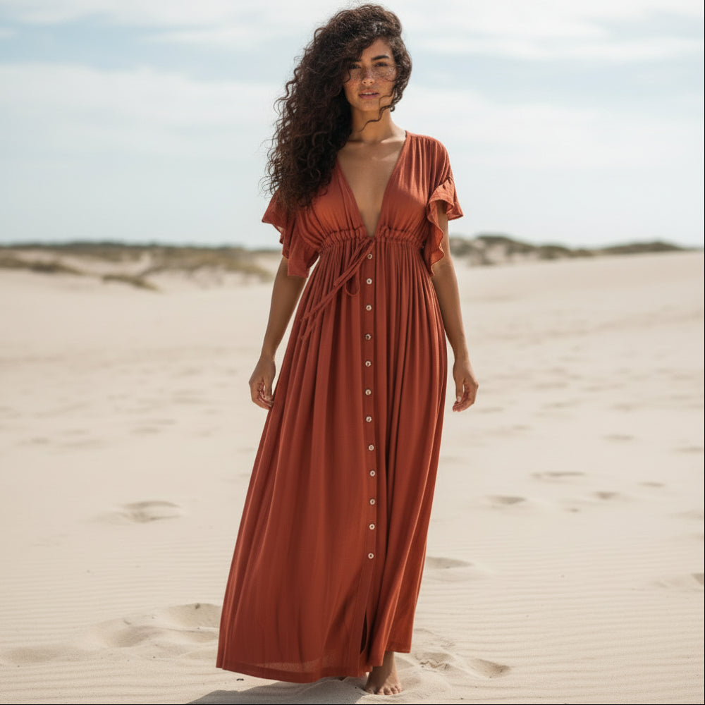 Bora Beach Cover Up Dress | Oversized, See-Through Boho Style - Image 4