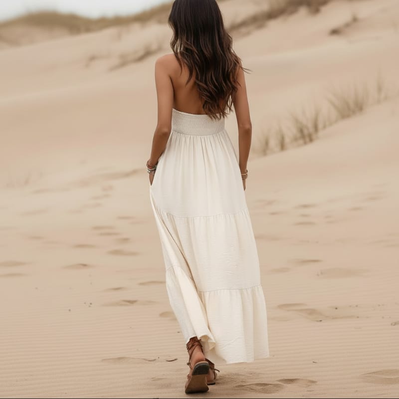 Breezy Maxi Dress | Boho Halter, Open Back