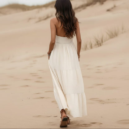 Breezy Maxi Dress | Boho Halter, Open Back - Image 3