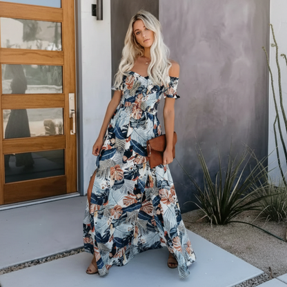 Bella Floral Maxi Dress | Off Shoulder, Boho Summer Wedding Guest Dress