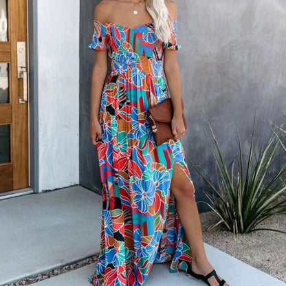 Bella Floral Maxi Dress | Off Shoulder, Boho Summer Wedding Guest Dress - Image 4