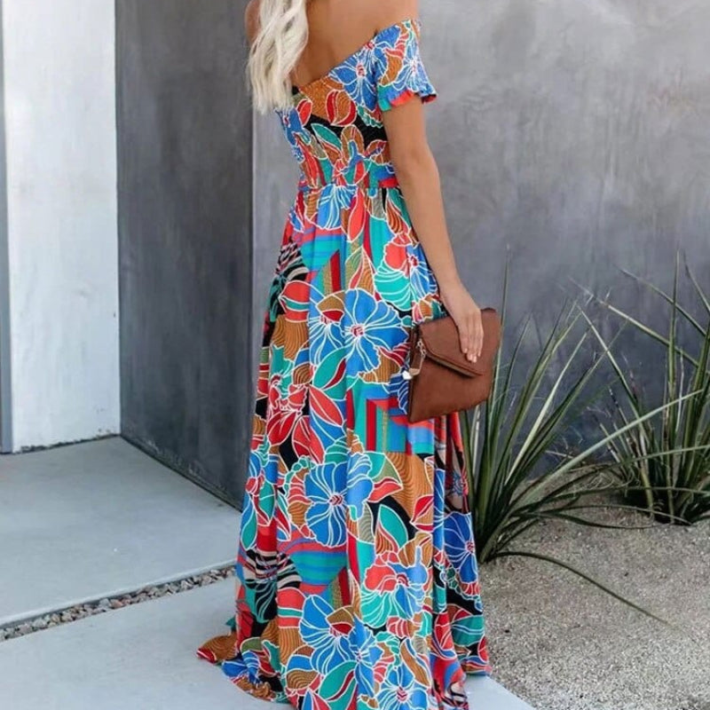 Bella Floral Maxi Dress | Off Shoulder, Boho Summer Wedding Guest Dress - Image 5